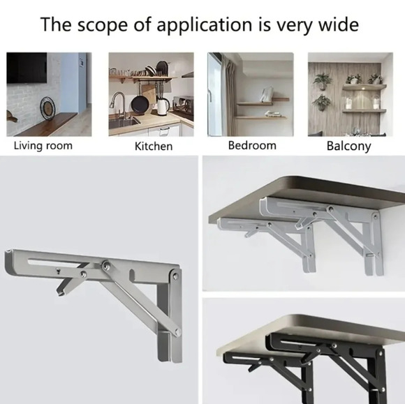 New 2pcs steel folding shelf brackets, 14" heavy duty - Picture 2 of 8